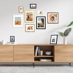 5x7 Picture Frame Set of 4, 5 x 7 Wood Photo Frames with Mat for 4x6, Natural Wooden Frame with Real Glass Cover for Wall and Tabletop Display,Brown