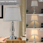 Table Lamps for Bedroom Set of 2,3 Way Dimmable Touch Bedside Lamps with Dual USB A+C Ports - Nightstand Lamp for End Table Modern Night Stand Lamps for Living Room Guest Room