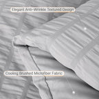 MUXHOMO 7 Pieces California King Comforter Set, Seersucker Bed in a Bag Cal King Size, All Season Luxury Bedding Set with Comforter, Flat Sheet, Fitted Sheet, Pillowcases & Shams, Light Grey