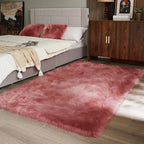 AMTOVO Faux Fur Sheepskin Rug for Living Room, 4 x 6 ft Blush Pink Fluffy Area Rug for Bedroom, Playroom, Luxury Room Decor, Rectangle