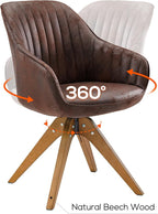 Art Leon Mid Century Modern Swivel Accent Chair with Beech Wood Legs, Desk Chair No Wheels, Armchair for Desk, Suede