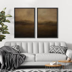 SIGNFORD Framed Canvas Print Wall Art Set Serene Misty Mountains Illustrations Modern Art Decorative for Living Room, Bedroom, Office - 24"x36"x2 Black
