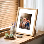 upsimples 9x12 Frame, Natural Solid Wooden Picture Frames, Display 6x8 with Mat or 9 x 12 Without Mat, Wall or Tabletop, 1 Pack, Natural