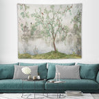 HZOHNAGO Japanese Tapestry Tree Misty Garden Lake Printed Wall Tapestry Ink Painting Wall Hanging for Bedroom Living Room Dorm 60" W x 50" H