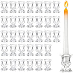 48 Pcs Clear Glass Taper Candle Holders Bulk, 2.5 Inch Small Candlestick Stands, Elegant Table Centerpieces for Wedding, Christmas, Valentine’s Day, Party, Home and Dining Room Decorations (Clear)