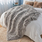 GONAAP Fuzzy Faux Fur Throw Blanket Twin Size Frosty Grey Super Soft Cozy Plush Fuzzy Shaggy Blanket for Couch Sofa Bed (Frosty Grey, Twin(60"x80"))