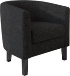 BELLEZE Living Room Chair, Teddy Polyester Accent Barrel Chair, Club Tub Sofa Chair for Bedroom, Corner Chair with Flared Legs and Cozy Soft Padding - Highland (Teddy Black)
