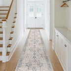 GENIMO 3x14 Runner Rugs for Hallway, Machine Washable Non Slip Vintage Rugs, Low Pile Soft Chenille Print Rug for enrtyway, Corridor, Home Office,Light Taupe Brown