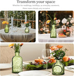 Glass Bud Vases Set of 64 - Green Assorted Small Mini Glass Vases for Flowers, Crystal Vintage Vase Set, Bulk Centerpieces for Table Décor, Wedding, Home and Events (Green, 64 Pcs)