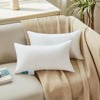 Oubonun 12 x 20 Throw Pillow Inserts - Soft, Plush & Decorative Down Alternative Pillows for Couch Sofa Bed, Machine Washable - White, Pack of 2
