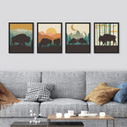 SIGNWIN Framed Country Farmhouse Vibrant Bison Wall Art, Set of 4 Silhouette Animals Wall Decor Prints, Wilderness Nature Wall Décor for Living Room, Bedroom - 11"x14" Black