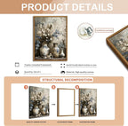 Floating Framed Farmhouse Floral Canvas Wall Art, Vintage Blue and White Flower Pictures Wall Decor, Elegant Art Jar Posters Print for Living Room Bedroom Bathroom Rustic Decor 12x16 inch