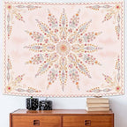Fowocu Boho Floral Mandala Tapestry for Bedroom Aesthetic Pink Bohemian Flower Wall Tapestry Watercolor Hippie Indian Small Tapestries Wall Hanging for Living Room Dorm Decor 40 x 30 Inch