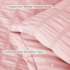 MUXHOMO 5 Pieces Twin XL Comforter Set, Seersucker Bed in a Bag Twin XL Size, All Season Luxury Bedding Set with Comforter, Flat Sheet, Fitted Sheet, Pillowcase & Sham, Pink
