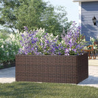 SUNNYPARK Set of 2 Large Rectangular Planter with Removable Liner, All-Weather PE Rattan Modern Planters Indoor Outdoor Flower Plant Pots Garden Box Patio Yard Front Porch Deck