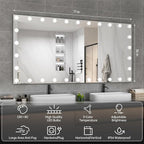 Hasipu LED Bathroom Mirror with Lights, 71" x 36" Hollywood Wall-Mounted Bathroom Mirror with 30 Dimmable Bulbs, 3 Colors Modes, Touch Control, Anti-Fog, Memory Function, Shatter-Proof, ETL Listed