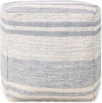 REDEARTH · Tufted Pouf Ottoman with Filler Textured Storage Cube Bean Bag Pouffe Footrest for Living Room, Bedroom, Nursery, Kidsroom; 100% Cotton (17.5"X17.5"X17.5", Melange Delight Gray)