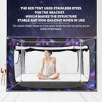 Bed Canopy Portable Blackout Bed Tent Privacy Tent for Adult Indoor Sleeping with 3 Doors, Storage Bag