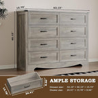 8-Drawer Dresser for Bedroom, Modern Wooden Chest of Drawers with Metal Handles, Anti-Tipping Design, Sturdy and Stable Storage Organizer for Living Room, Entryway, Home Office