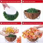 Artificial Fall Flowers Fake Hanging Plants Flowers Basket for Outdoors Autumn Decoration, Silk Morning Glory with Eucalyptus Look Real UV Resistant Faux Flowers for Outside Porch Patio Balcony, Mix