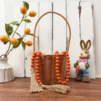 OMISHE 59in Wood Bead Garland with Tassels, Decorative Beads, Farmhouse Wooden Beads Garland for Wall Hanging Home Festival Decor, Orange
