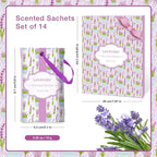 SCENTORINI Lavender Sachets for Drawers and Closets, Long-Lasting Sachets Bags, Pack of 14, Home Fragrance Sachet for Wardrobe, Closet, Drawer