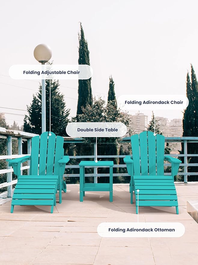 KINGYES Folding Adirondack Ottoman for Adirondack Chair, Aruba