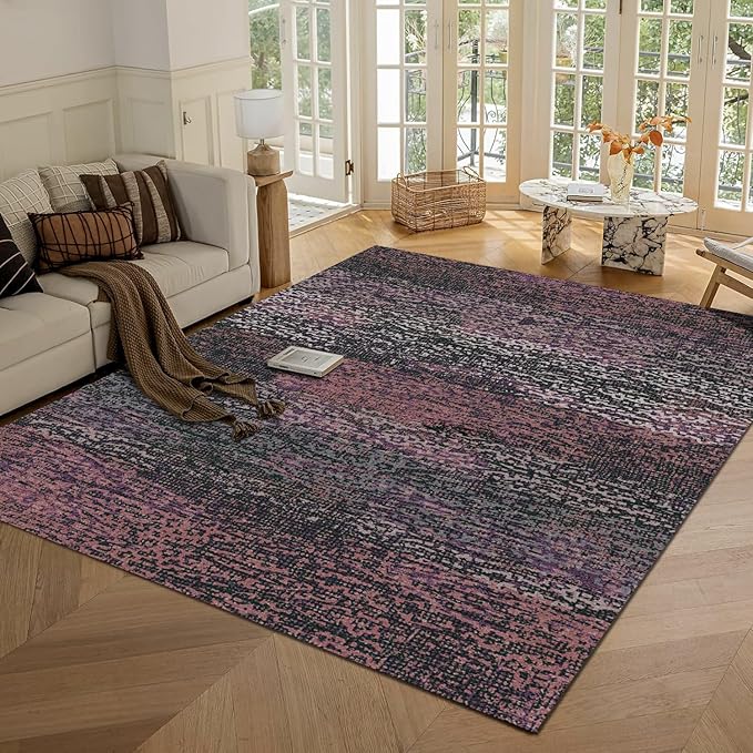 RUGSURE Washable Area Rug - 1/6 Thick - Stain & Water Resistant Non-Slip - Resistant Rug for Living Room, Bedroom, Nursery, Pet & Child Friendly, Vintage Charm Area Rugs (Burgundy, 4' x 6')