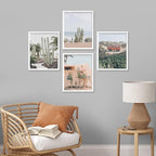 SIGNWIN Framed Cactus Desert Wall Art, Set of 4 Cactus Desert Wall Decor Prints, Nature Wilderness Wall Décor for Living Room, Bedroom - 8"x10"x 4 White