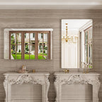 Brushed Nickel Bathroom Mirror 48x30 Inch, Brushed Silver Metal Frame Mirror Wall Mounted, Rounded Rectangle Bathroom Vanity Mirror, Tempered Glass, Anti-Rust, Horizontal/Vertical