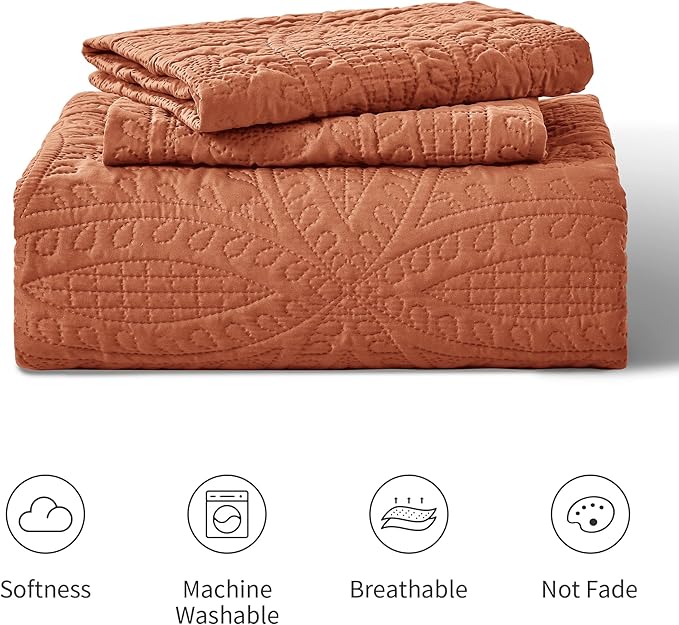 Love's cabin Quilts for Queen Bed Umber Bedspreads - Soft Bed Summer Lightweight Bedspread Comforter - Modern Style Coin Pattern Coverlet for All Season - 3 Pieces (1 Quilt, 2 Pillow Shams)