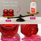 Kate Aspen Red Ribbed Taper Candle Holders for Candlesticks Set of 4, Candlestick Holders, Votive Candle Holder Decor, Red Kitchen Decor, Glass Candlestick Holder,Table Centerpieces, Holiday Accents