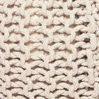REDEARTH Round Pouf Ottoman - Cable Knitted Boho Poof - Home Décor Cord Pouffe Handmade Circular Footrest for Living Room - Bedroom - Kids Bedroom - 100% Cotton Pouf (19.5"x19.5"x14") - Ivory