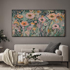 SIGNWIN 36"x72" Extra Large Framed Wall Art Whimsical Garden Bloom, Colorful Abstract Floral for Home Living Room Bedroom Decor (Frame Assembly Required)