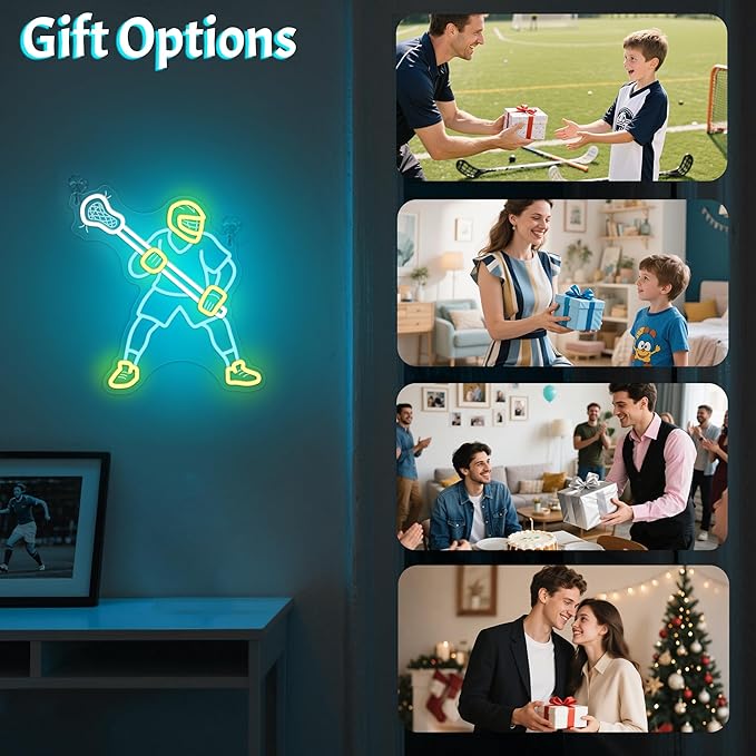 Lacrosse Neon Sign-Dimmable Sport Wall Decor With USB Power, Unique Lacrosse Gifts for Boys & Men, LED Bedroom Light for Man Cave College Dorm Lacrosse Fan Accessories