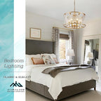 Modern Gold Round Chandelier 6 Light Drum Glass Chandelier Light Fixture18in Hammered Glass Chandelier for Dining Room Kitchen Entryway Bedroom Breakfast Nook