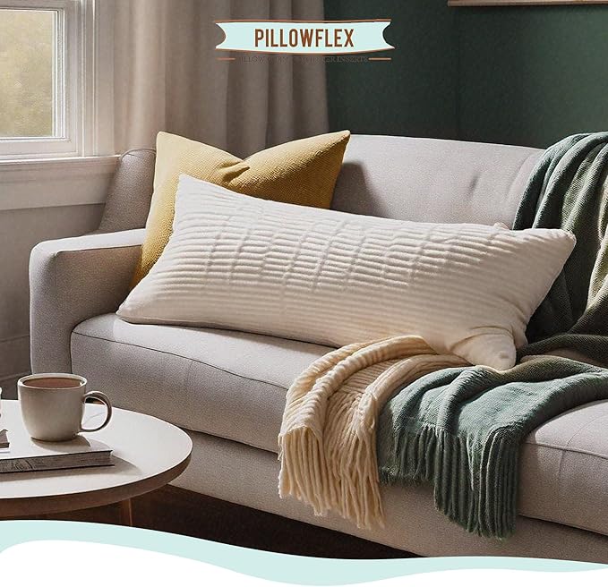 Pillowflex Synthetic Down Pillow Insert - 16x26 Down Alternative Pillow, Ultra Soft, Large Standard Rectangle, Lumbar, Back, Sleeping Pillow - 1 Decorative Pillow Form