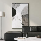 Large Framed Black and White Modern Abstract Vertical Wall Art for Living Room, Canvas Prints Paintings Artwork for Walls, Minimalist Gray Pictures for Hallway Stair Office Wall Decor 40x60 In