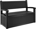 YITAHOME 70 Gallon Storage Bench Deck Box, Lockable Patio Bench, Waterproof Outdoor Pool Deck Storage for Patio Cushions, Garden Tools and Pool Supplies, Black