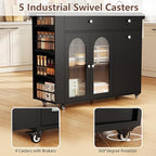 Kitchen Island with Drop Leaf & Power Outlet, Rolling Kitchen Island on Wheels with Trash Can Storage, Island Table Bar Cart with Spice Rack, Towel Rack, Drawers, Mobile Kitchen Carts on Wheels