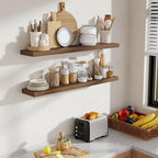 40 Inch Floating Shelves, 8 Inch Deep Floating Shelves for Wall, Hanging Shelf with Invisible Brackets, Deep Shelves for Bathroom, Bedroom, Living Room, Walnut, Set of 2