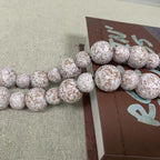 Handcrafted Farmhouse Wooden Decorative Beads Garland, Table Tray Boho Wood Beads with Tassel, Small Rustic Antique Decor for Home and Events (Rustic White)