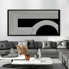 Large Abstract Wall Art Black And White Wall Art Geometric Line Wall Print Painting Artwork Canvas Art Wall Decor Simple Picture Artwork For Living Room Bedroom Office Home Wall Decor 29"X 58"