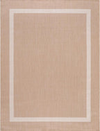 Bordered Outdoor Rug 6x9 Washable Outside Carpet for Indoor Patio Porch Waterproof Easy Cleaning Non Shedding Area Rugs Beige 6 x 9