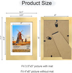 4x6 Picture Frame Set of 4, 4 x 6 Wood Photo Frames with Mat for 3.5x5, Wooden Frame with Real Glass Cover for Wall and Tabletop Display,Gold