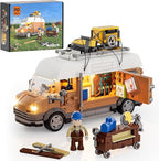 FUNWHOLE Carpentry Van Lighting Building-Bricks Set - Farm Woodworker Car Collectible Display Set 496 Pcs for Adults and Teen