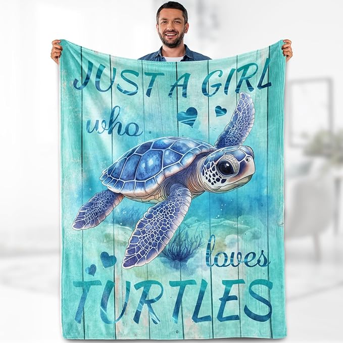 Aimego Sea Turtle Blanket Gifts for Women Men Kids Boys Girls Ocean Animal Turtle Lovers Bedroom Living Room Decor Soft Plush Cozy Bed Couch Fleece Throw Blanket 60"x80"
