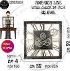 The Gears Clock 24'' Inch Square Real Moving Gear Wall Clock Vintage Industrial Oversized Rustic Farmhouse (Aqua Green)