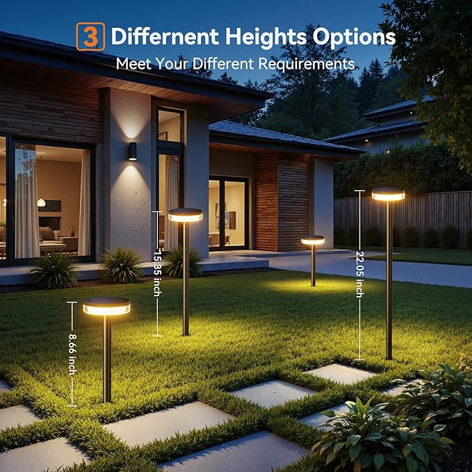LETMY Solar Pathway Lights Outdoor, 6 Pack 2X Brighter Solar Lights Outdoor Waterproof, Taller Pathway Light with Larger Panel, Auto On/Off Up to 12Hrs Driveway Light for Yard Outside Patio Path Lawn