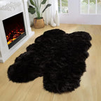 Latepis Black Faux Fur 4x6 Area Rug Tapetes para Sala for Bedroom Fluffy Plush Shag Rug for Living Room Furry Rugs Washable Rug Luxury Home Décor